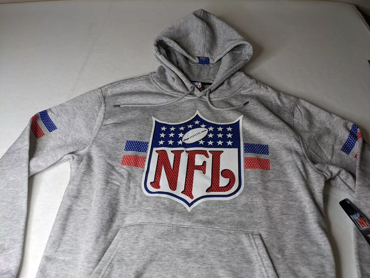 NFL Logo Shield Sweatshirt Mens Medium Gray Hooded pullover Team Apparel NWT