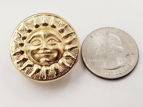 14Kt Yellow Gold Sun Face Clip Round Earrings -Omega Clip - Picture 4 of 12