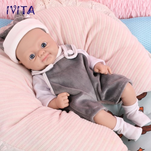 IVITA 12'' Realistic Silicone Boy Doll Blue Eyes Reborn Baby Newborn Doll - Picture 2 of 12