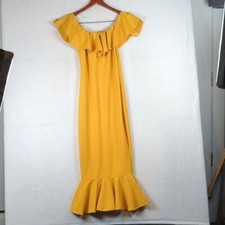 Fashion Nova Gold Ruffle Pencil Bodycon Peplum Stretch Dress L