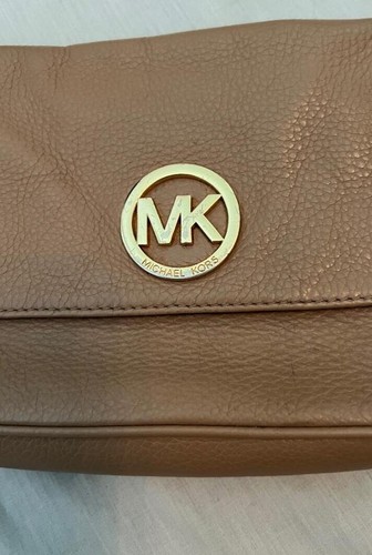 MICHAEL KORS Handtasche hellbraunes genarbtes Leder goldfarben Hardwar Kettenhenkel - Bild 2 von 4