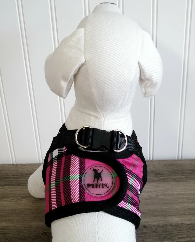 The Worthy Dog SideKick Harness Pink Plaid Walking Vest Tiny Cat Puppy  L XL Dog - Image 3 of 4
