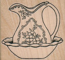 Pitcher Basin 2 1/2 x 2 1/4" Rubber Stamp, Food and Drink Stamp, Pitcher Stamp