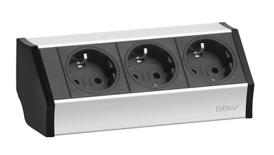 Schulte EVOline Eck-Steckdosenleiste V-Dock 3-fach Steckdose silbereloxiert 
