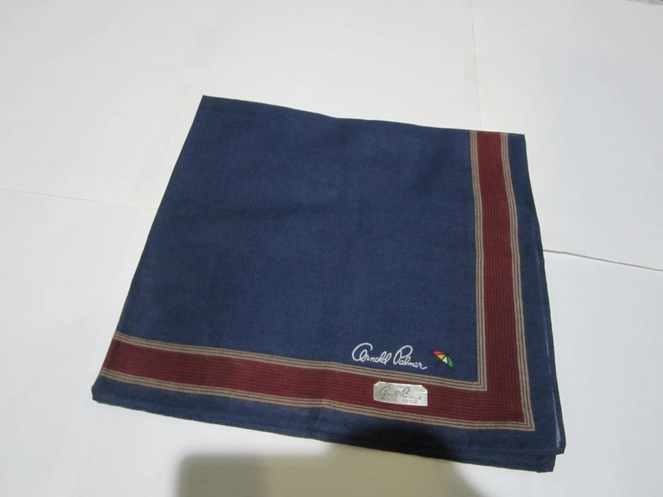 USED ARNOLD PALMER NAVY BLUE SOLID COTTON 18" POCKET SQUARE HANDKERCHIEF MEN - Image 3 of 4