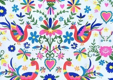 Summer Fun Otomi Birds Butterflies Flowers Vinyl Flannel Back Tablecloth Elrene