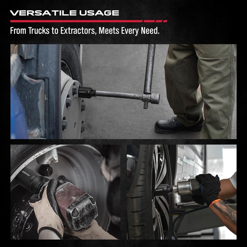 8PCS SAE Deep Impact Socket Set 1/2''Drive Wheel Axle Nut Wrench Large