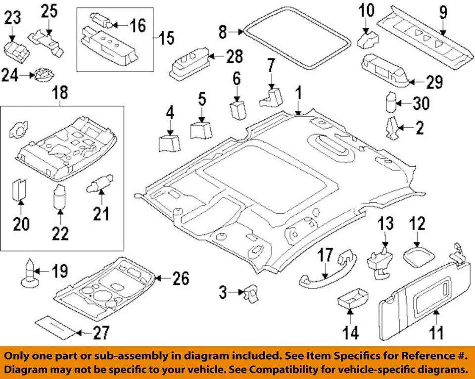 Consola central superior delantera usada se adapta a: Audi SQ5 2014 techo con techo corredizo superior delantero G Foto 3 de 4