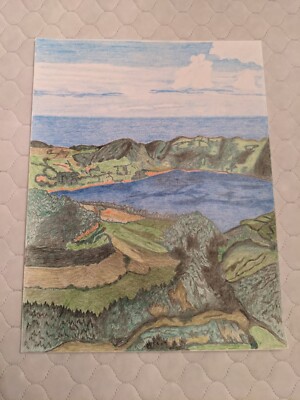 Drawings of Nature, Art, Colored Pencil Art, Mountain, Azores Portugal, Outdoors