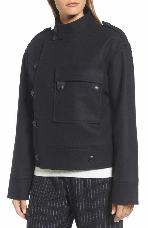 Chaqueta de lana militar para mujer Nordstrom Signature V3113 azul marino talla XL Foto 2 de 4