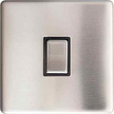 2 Way Single Gang 10A Brushed Chrome Screwless Light Switch Designed for UK