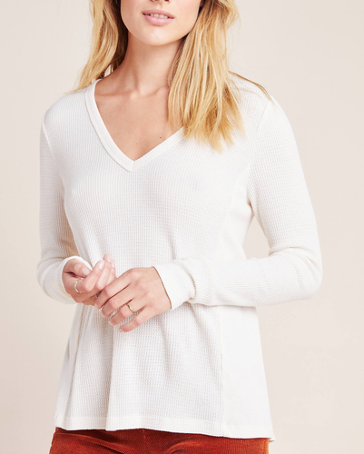 IVORY VICKY THERMAL WAFFLE TUNIC TOP 