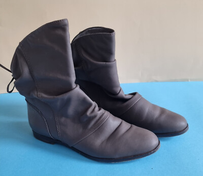 Via Uno Herbst Winter Stiefelette flach dunkel grau braun Gr 38 echtes Leder