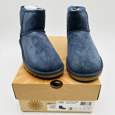 UGG Classic Weather Mini Navy Fur Boots Womens Size 5 NEW | eBay