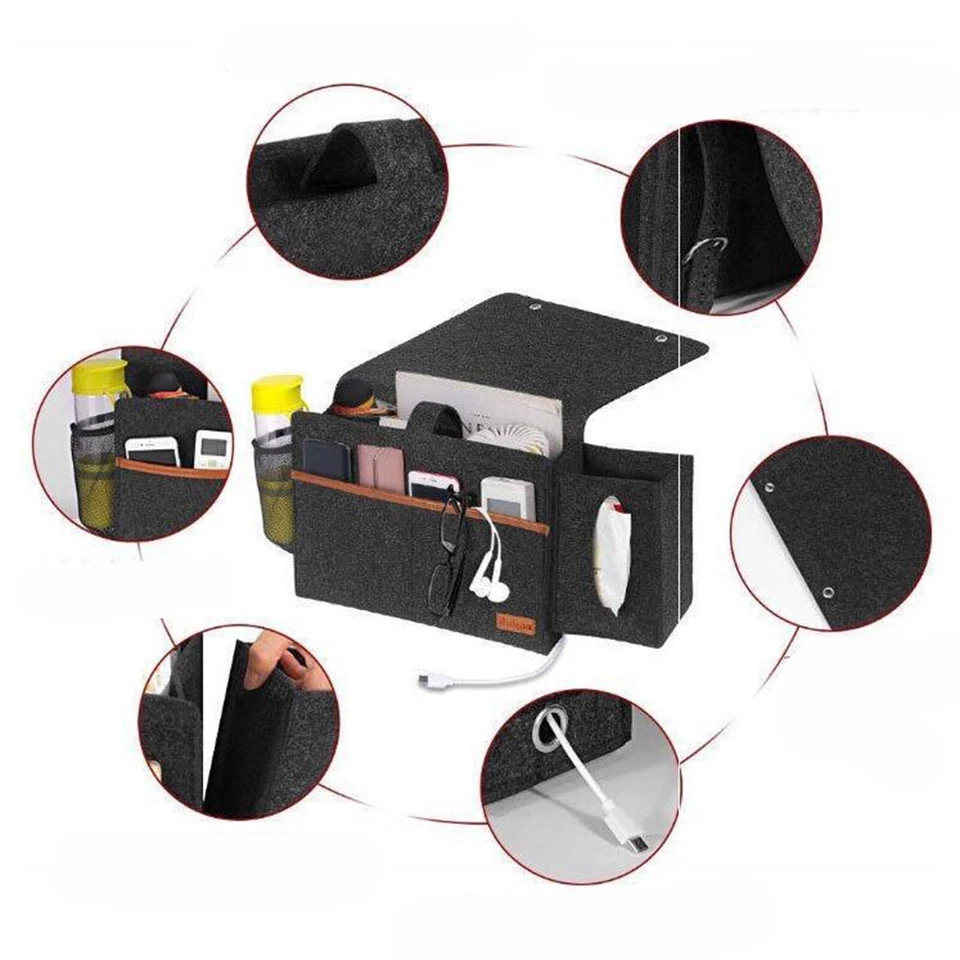 Caddy organizador de cabecera colgante con soporte de control remoto almacenamiento para sofá cama Foto 4 de 4