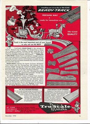 Tru-Scale Eisenbahn Zugfertig Gleis Weihnachten Dez 1970 ganzseitige Anzeige