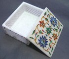 Marble Box Semi Precious Stones floral handcrafted inlay work art gift