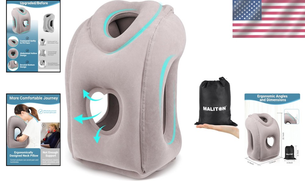 Compact Inflatable Travel Pillow with 45° Neck Support for Comfortable Journeys