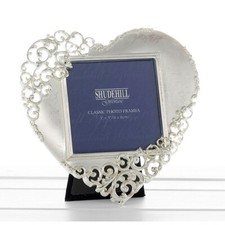 Silver Lace Heart Photo Frame  Anniversary Valentines Gift Present 3" x 3"