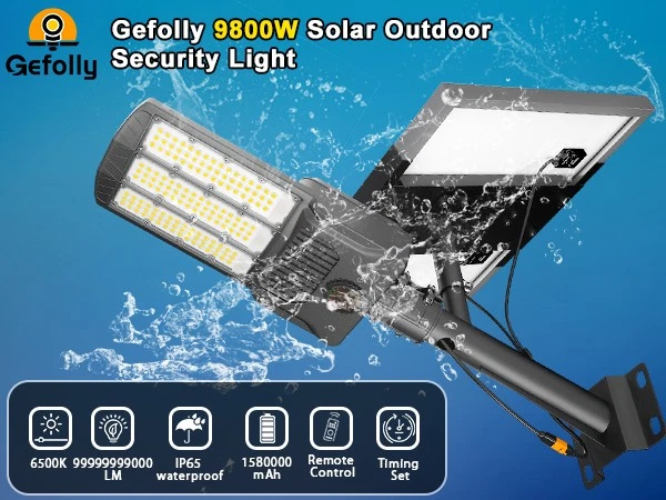 Luces de calle solares comerciales de 9800 W al aire libre luz de estacionamiento de anochecer a amanecer Foto 2 de 4