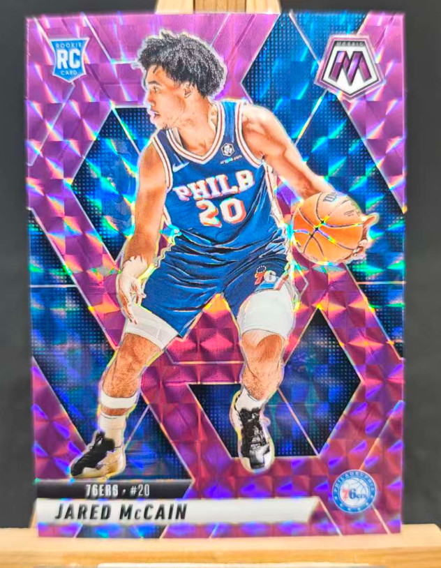 Jared McCain 2024-25 Panini Mosaic 70/99 Purple Rookie RC 76ers #228