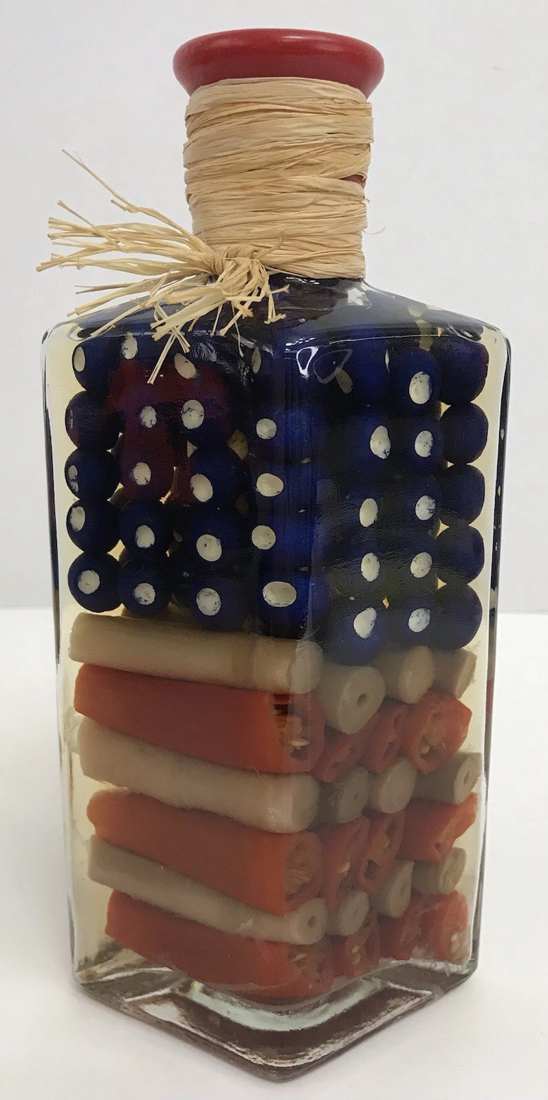 Infused Oil Vinegar Decorative Bottle American Flag Red White Blue Design