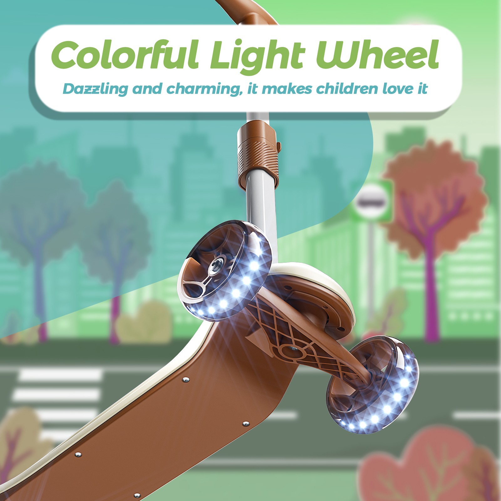 3-Wheel Kids Scooter LED Light Up Wheels Height Adjustable for Toddlers & Kids