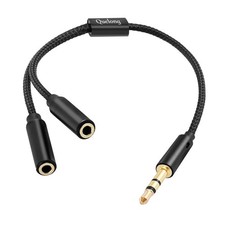 Quelong 1Pcs Headphone Splitter, Dual Nylon Braided 9 inches