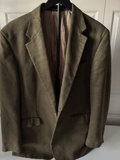 Men  s Ralph Lauren Faux Suede Blazer Sports Coat Deep Green 42R Gold Lined Old 