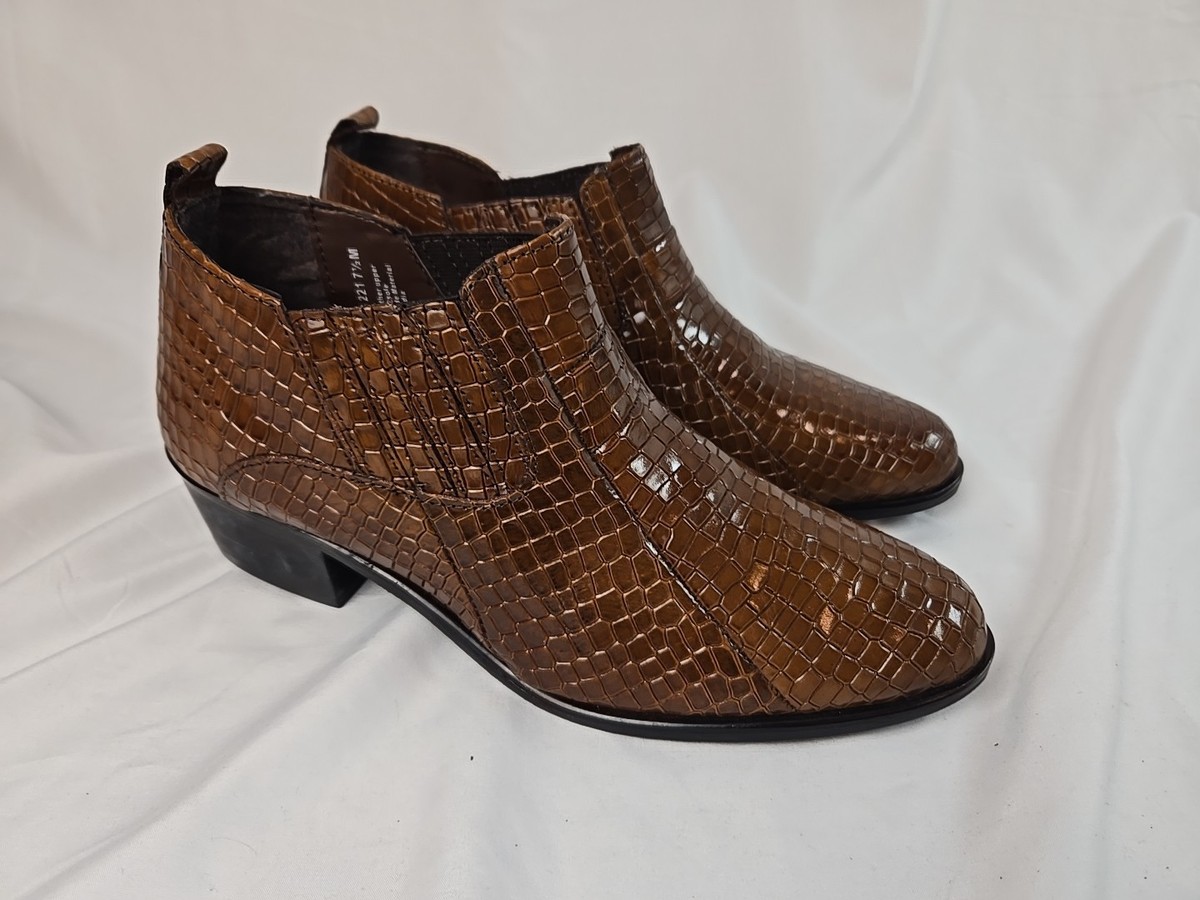 Stacy Adams Boots 7.5 M Sandoval Brown Cow Leather Cuban 