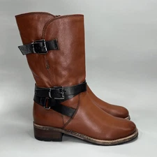 Clarks Volara Melody Boots Women's Size 8 Brown Leather Harness Buckle Riding