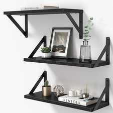 Floating Shelves for Wall, 16 Inch Long Wood Floating Shelves Set of 3, Wall ...