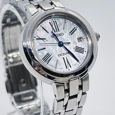 Working Excellent Seiko Exceline Solar Radio-Controlled Mother-Of-Pearl Shell
