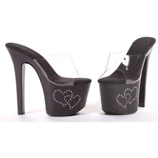 Ellie Heart Rhinestone Platform Stiletto Mules Adult Women Shoes Heels 711/Heart