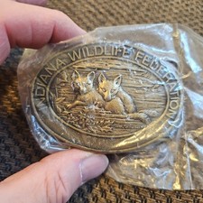 New In Pkg1989 INDIANA WILDLIFE FEDERATION BELT BUCKLE, embossed, pewter 243