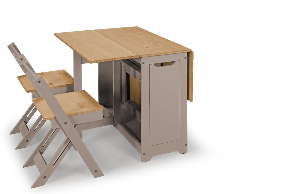 Corona Butterfly Drop Leaf Dining Table and 4 Chairs Grey Wax Santos - Image 3 of 4