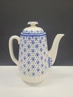 Spode Fleur de lis Coffee Pot Blue Copeland England Spots