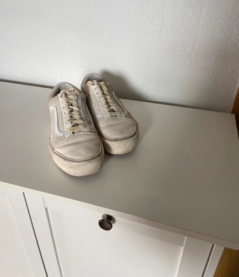 VANS Old Skool Sneaker Low Top Beige Weiß EU 40 Unisex Erwachsene Schnürung