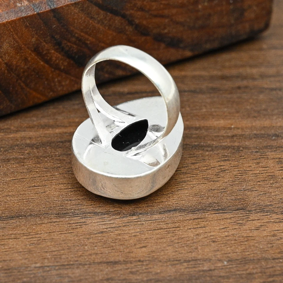 Anillo de plata maciza 925 hecho a mano con piedras preciosas de ópalo triple rosa joyería regalo por amor Foto 4 de 4