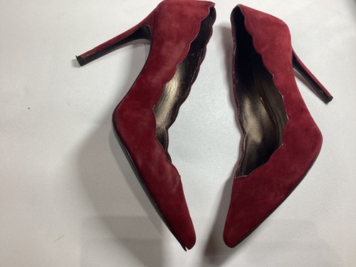 Stuart Weitzman Crimson Red Burgundy Suede High Heel Pumps - Picture 8 of 16