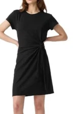 GAP Black Dress sz Latge Twist Knot Sheath Knit Short Sleeve Bodycon