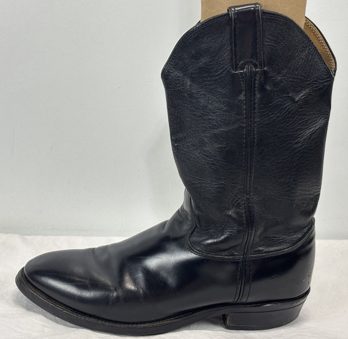 Justin Tobias 3040 Western Black Leather Cowboy Boots Mens Size 11 D Made USA