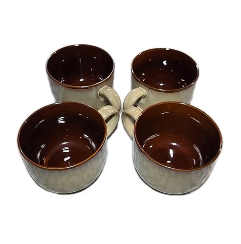NEW Sango Nova Brown 4933 Stoneware Oversized Coffee Tea Soup Mugs Set of 4