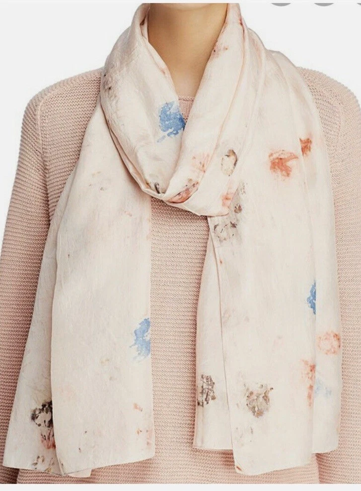 Eileen Fisher Powder Natural Dye Silk Garden Scarf OS/TU MSRP $148