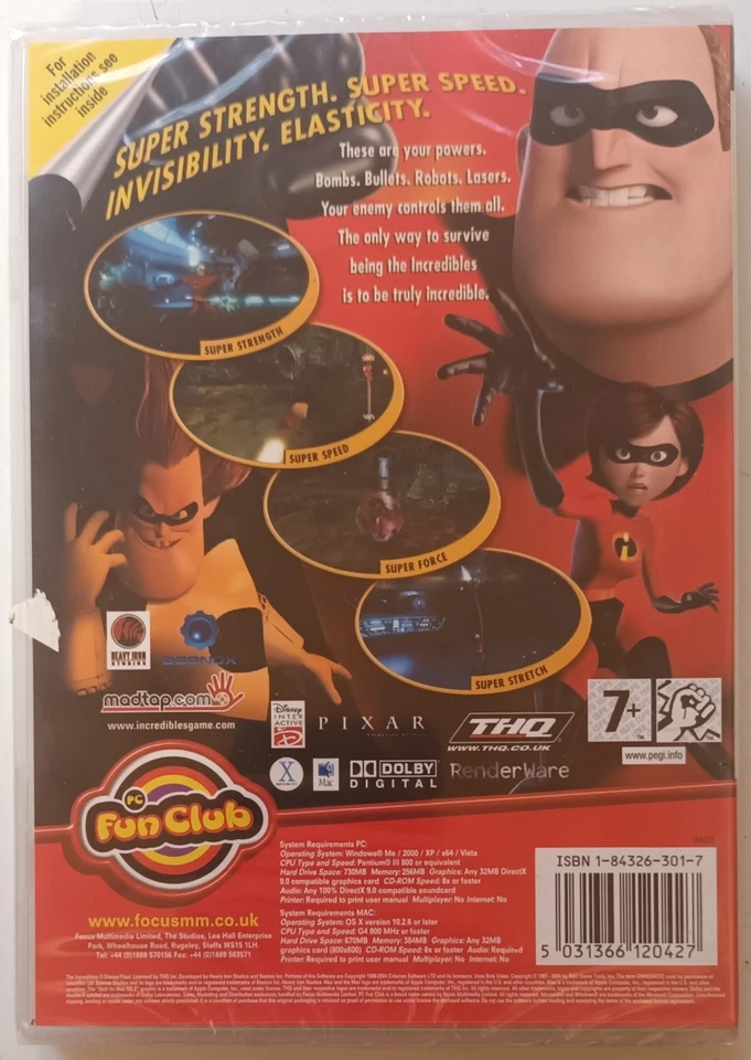 THE INCREDIBLES PC/MAC CD-ROM GAME brand new & sealed UK ORIGINAL DISNEY PIXAR - Image 2 of 2