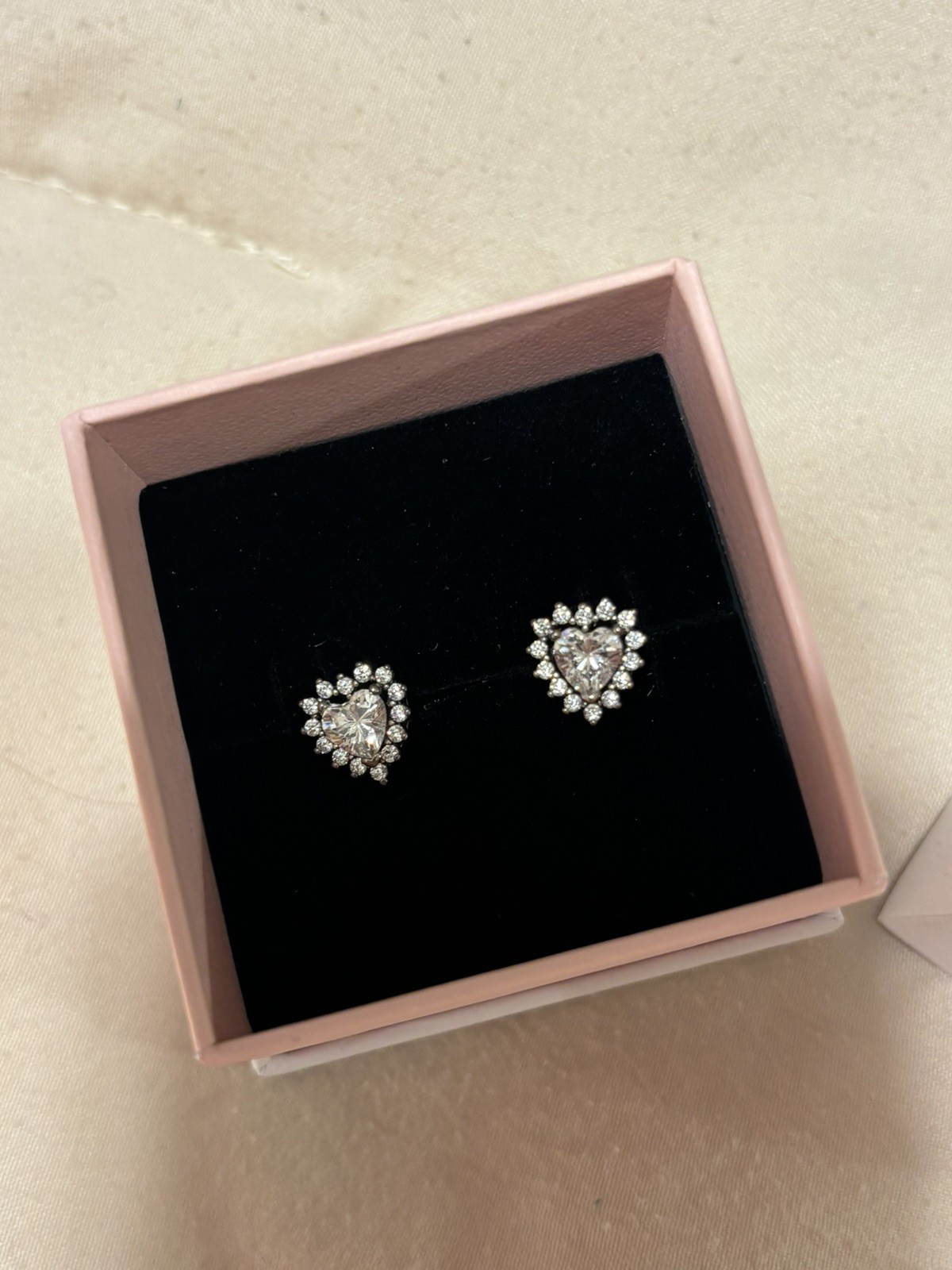 Authentic PANDORA Elevated Heart Stud CZ Earrings, Silver 925, NEW w/ BOX