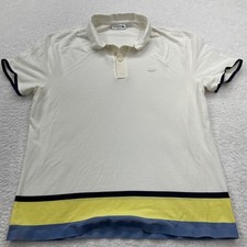 Lacoste Slim Fit XXL Polo Shirt White Blue Yellow Trim Casual Sport Activewear