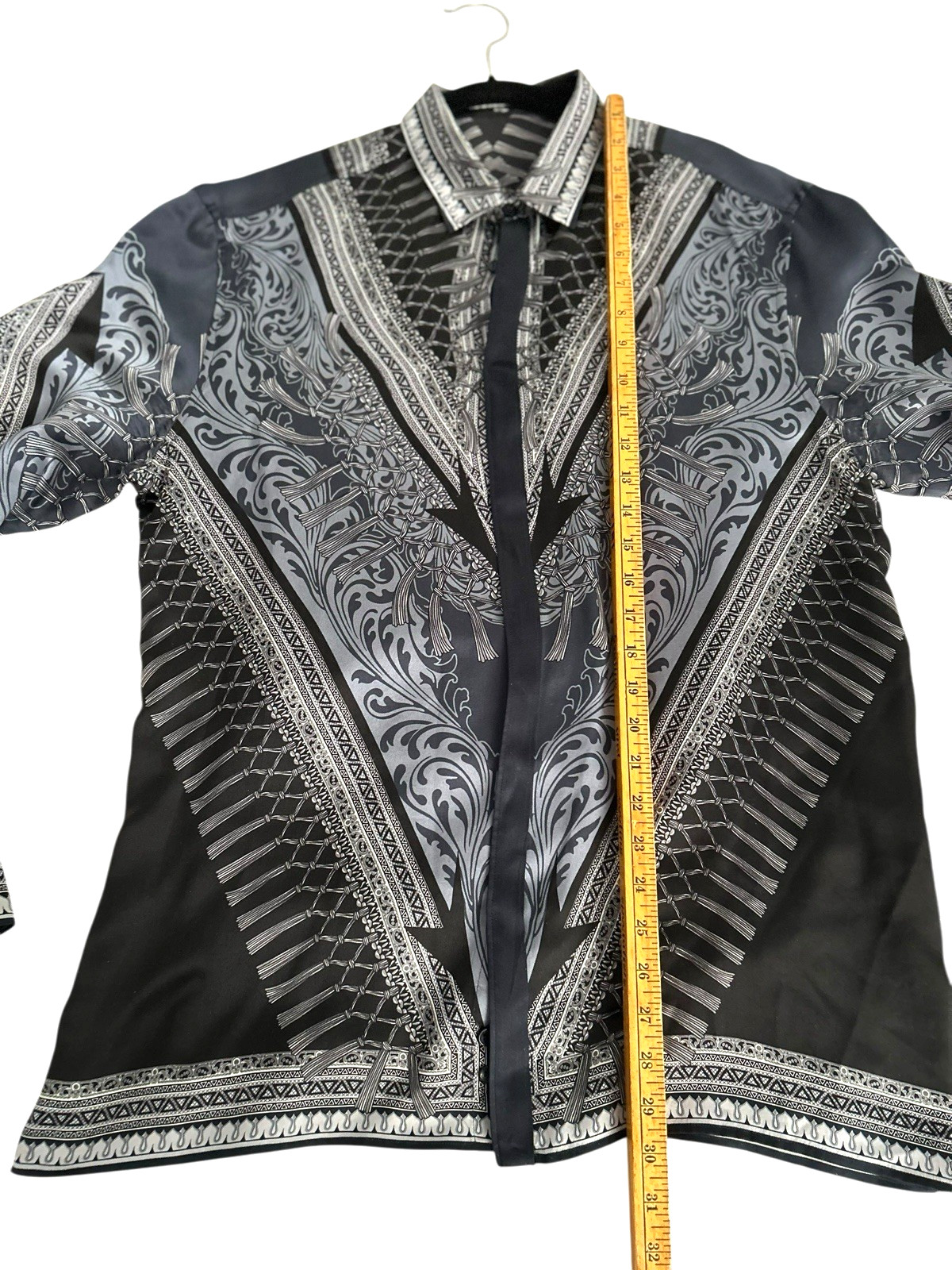 Versace Collection City Men's Size 42 100percent Silk Shirt Blue Gray Button Front EUC image 4