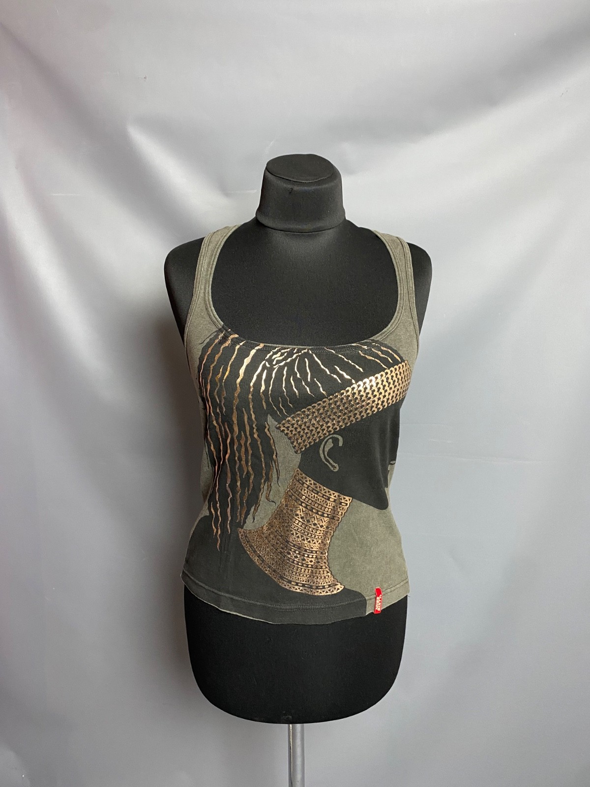 Vintage 90s Miss Sixty Women’s Graphic Racerback Tank Top Size M Made in Italy