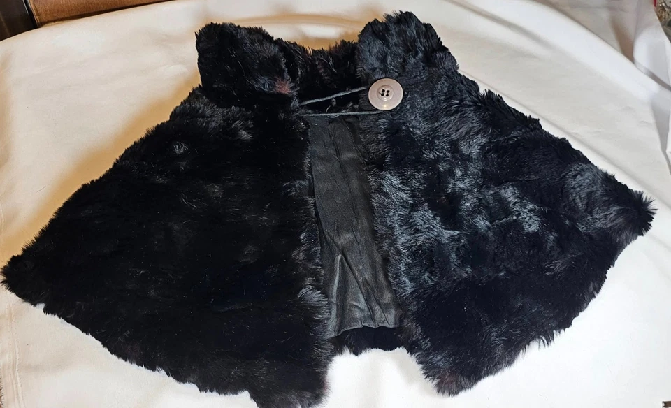 Gorra de piel de conejo negro vintage para niños años 30 años 40 Foto 2 de 4